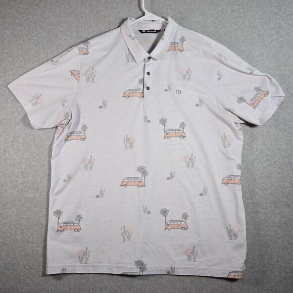 Travis Mathew Polo Shirt Men’s Size 2xl White VW Bus Summer Desert - Picture 2 of 11